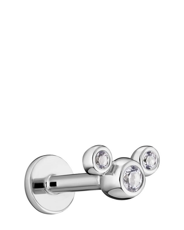Серьга для пирсинга с топазами, цвет серебряный - изображение 1