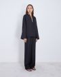 LOULOU STUDIO Шелковая блуза Zamia на завязках, цвет черный - миниатюра 3