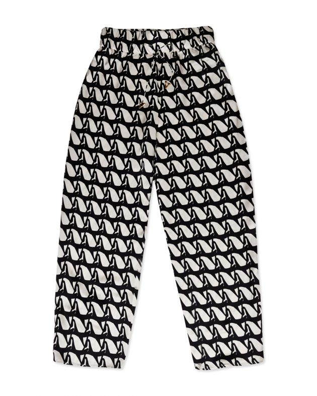 Брюки с геометричным принтом Aurella из шелка, цвет черно-белый - изображение 1