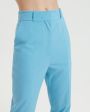 Прямые брюки с фигурными вырезами по низу изделия, цвет голубой - миниатюра 3
