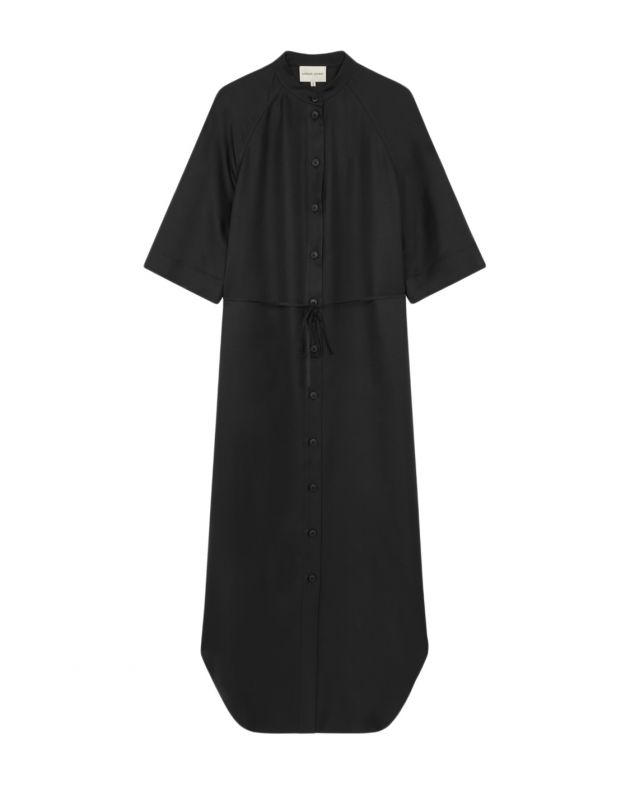LOULOU STUDIO Шелковое платье-рубашка Durion, цвет черный - изображение 1