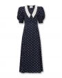 Платье Merel в горох с отложным шелковым воротником, цвет темно-синий - миниатюра 1