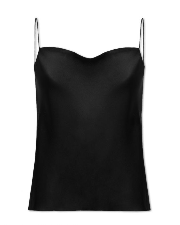 Базовый топ из шелка в бельевом стиле, цвет черный - изображение 1