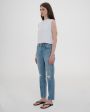 Узкие прямые джинсы Virginia Slim с вырезами, цвет голубой - миниатюра 3