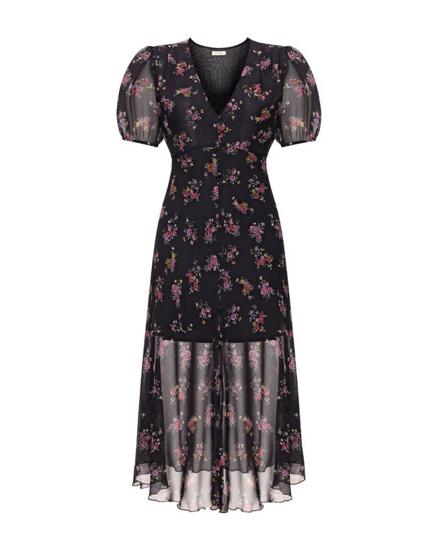 Платье миди Yasmine Night Sonata с цветочным принтом, цвет черный - изображение 1