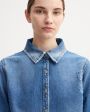 Джинсовая рубашка с эффектом потертости, цвет голубой - миниатюра 2