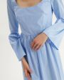Платье Keppel из хлопка с расклешенными рукавами, цвет голубой - миниатюра 5