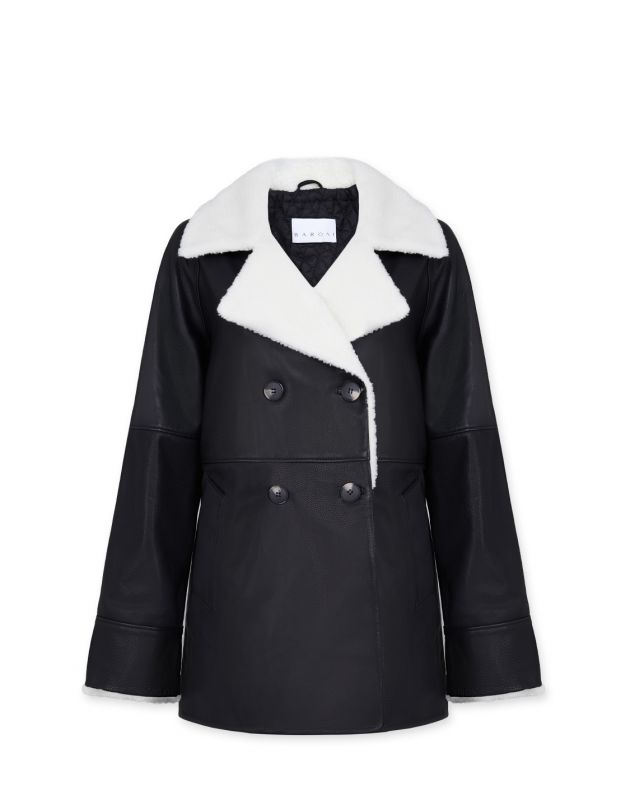 Baroni Кожаная куртка с отделкой из овчины, цвет черный - изображение 1