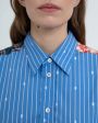 Пижамная рубашка в полоску, цвет синий - миниатюра 3