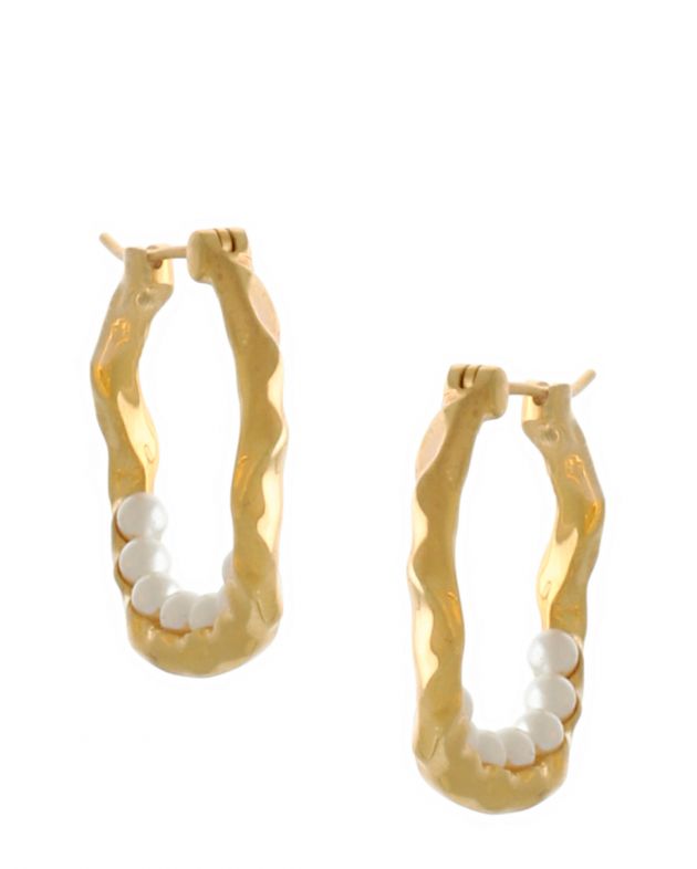 Серьги-хупы с жемчугом, цвет золотой - изображение 1