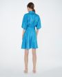 Шелковое платье мини в горох, цвет голубой - миниатюра 4