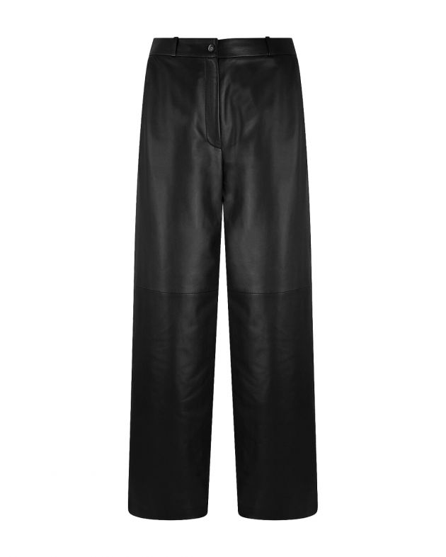LOULOU STUDIO Прямые брюки Noro из мягкой кожи, цвет черный - изображение 1
