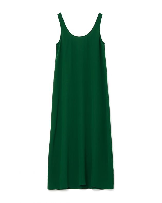 Шелковое платье-майка, цвет зеленый - изображение 1
