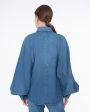 Джинсовая блуза Claire с объемными рукавами, цвет синий - миниатюра 4