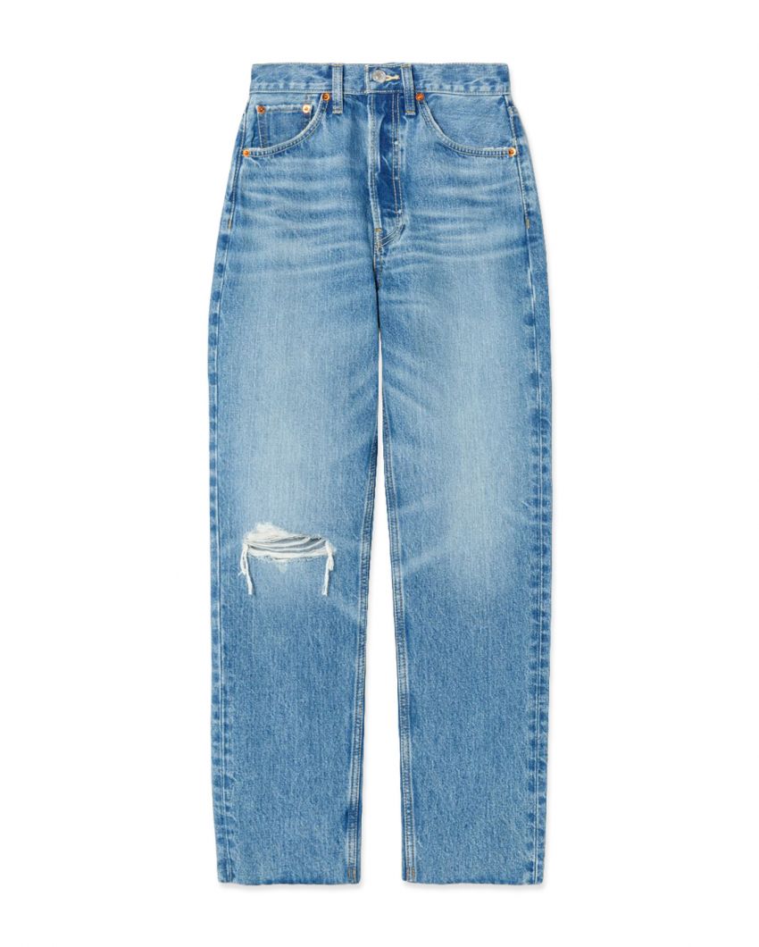 Прямые джинсы в стиле 70-х с вырезом