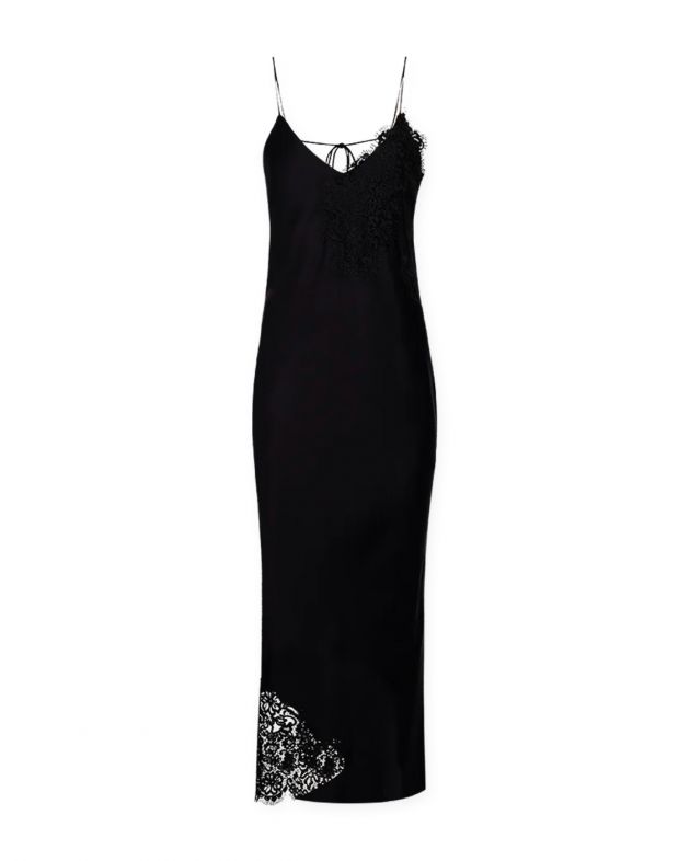 Róhe Атласное платье с кружевом, цвет черный - изображение 1