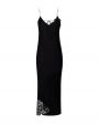 Róhe Атласное платье с кружевом, цвет черный - миниатюра 1