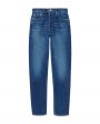 Эластичные укороченные джинсы в стиле 90-х, цвет синий - миниатюра 1