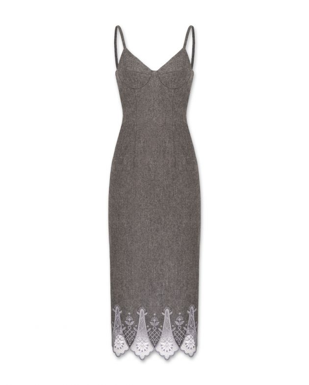 WOS Шерстяное платье с кружевом, цвет серый - изображение 1