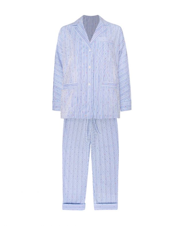 Хлопковая пижама Aysha с брюками, цвет голубой - изображение 1