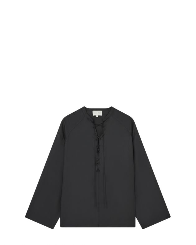 LOULOU STUDIO Шелковая блуза Zamia на завязках, цвет черный - изображение 1