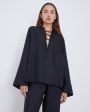 LOULOU STUDIO Шелковая блуза Zamia на завязках, цвет черный - миниатюра 5
