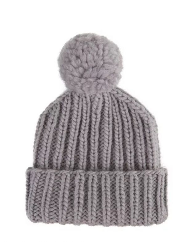 Mirstores Вязаная шапка с помпоном, цвет серый - изображение 1