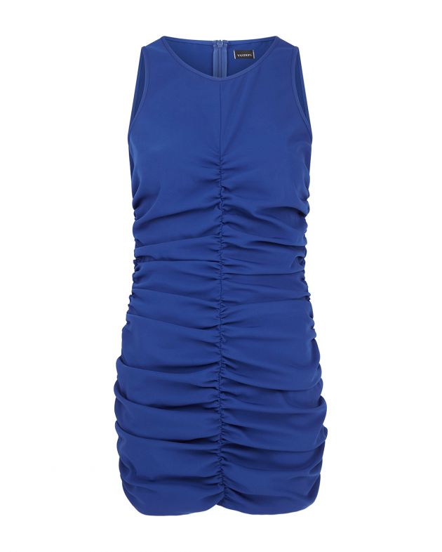 YUZEFI Облегающее платье мини со сборками, цвет синий - изображение 1