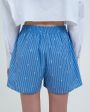 Пижамные шорты-боксеры в полоску, цвет синий - миниатюра 5