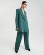 Объемные брюки с защипами, цвет зеленый - миниатюра 3