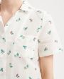 Пижама (рубашка/шорты), цвет Молочный, принт зеленые цветочки - миниатюра 4