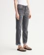 Укороченные джинсы со средней посадкой и потертостями, цвет серый - миниатюра 4
