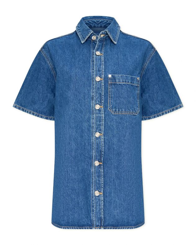 SLVRLAKE Джинсовая рубашка Sloane с короткими рукавами, цвет синий - изображение 1