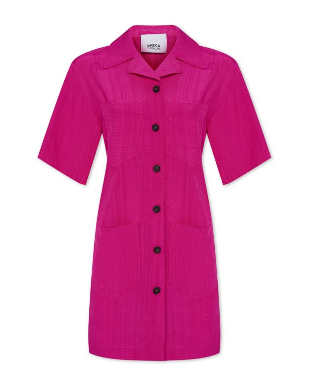 Платье-рубашка из костюмной вискозы, цвет розовый - изображение 1