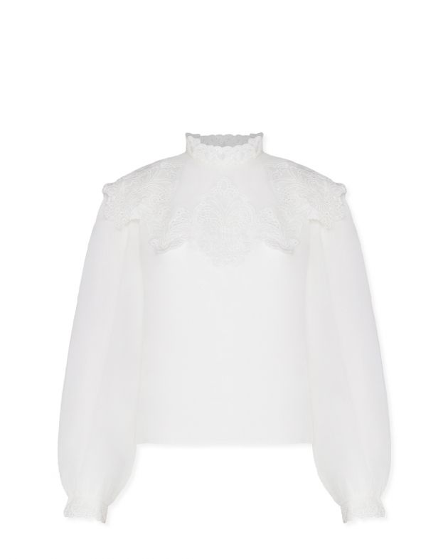 Блуза Noelle с кружевным воротником, цвет белый - изображение 1