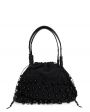 Плетеная сумка с бусинами, цвет черный - миниатюра 1