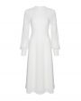 Платье миди с длинным рукавом, цвет белый - миниатюра 1