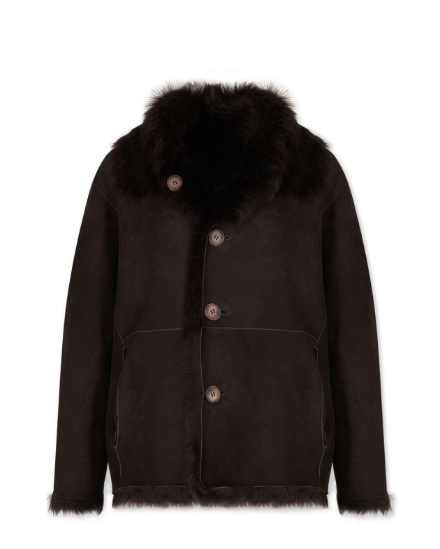 Двусторонняя куртка-дубленка Toscana, цвет коричневый - изображение 1