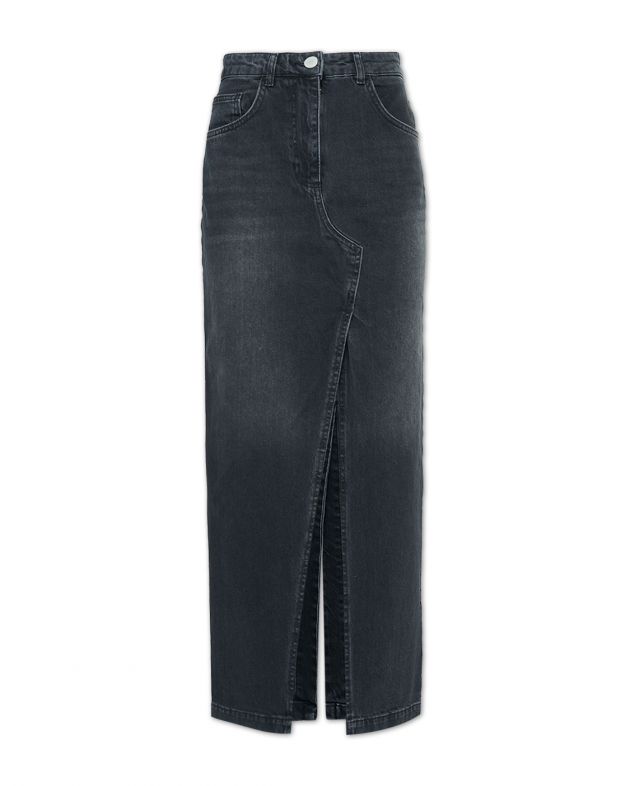 Длинная джинсовая юбка с разрезами, цвет серый - изображение 1