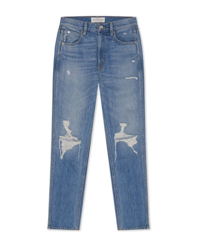 Узкие прямые джинсы Virginia Slim с вырезами, цвет голубой - изображение 1