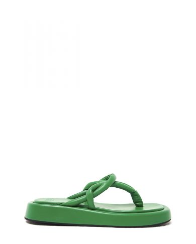 Кожаные дутые сандалии флип-флоп