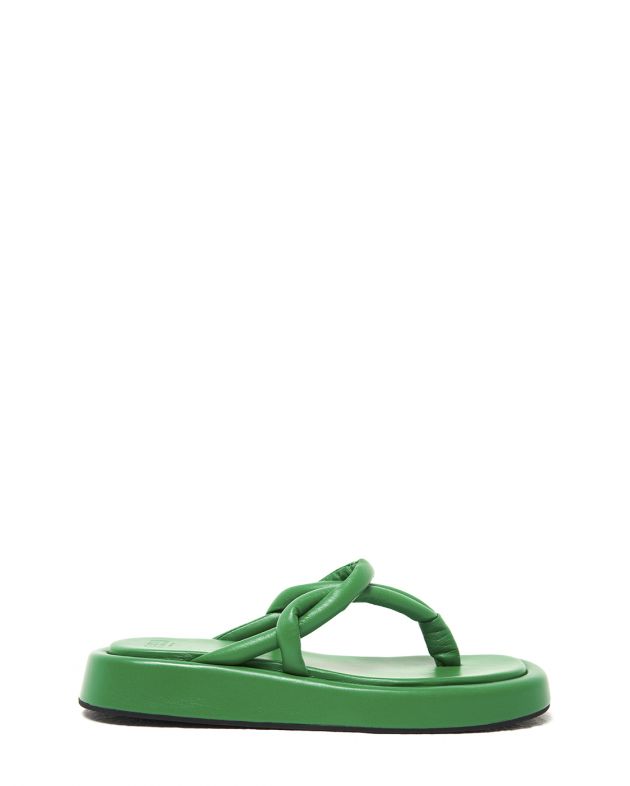 Erika Cavallini Кожаные дутые сандалии флип-флоп, цвет зеленый - изображение 1
