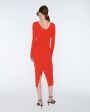 Платье Rivoli в рубчик с V-вырезом, цвет красный - миниатюра 3