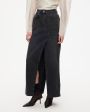 Длинная джинсовая юбка с разрезами, цвет серый - миниатюра 3