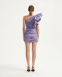 Платье из тафты со сборками и рукавом-цветком, цвет фиолетовый - миниатюра 3