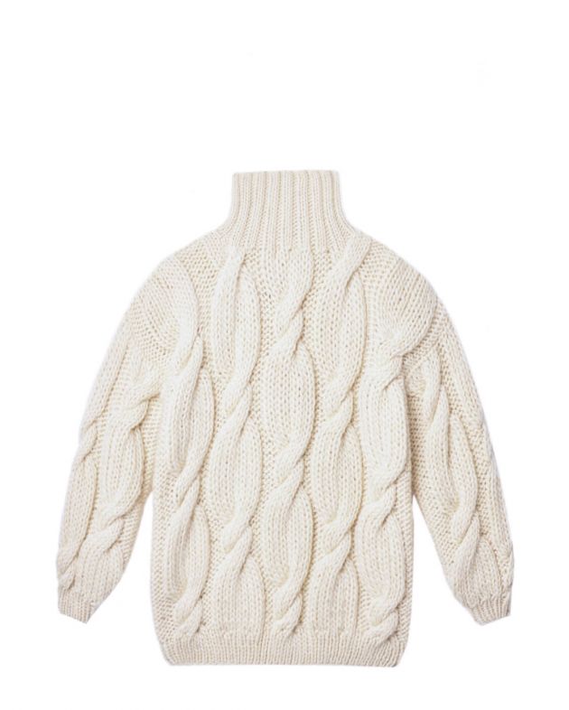 Шерстяной свитер «Лук» с высоким горлом, цвет белый - изображение 1