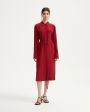 Платье-рубашка Delina из шелка, цвет красный - миниатюра 4