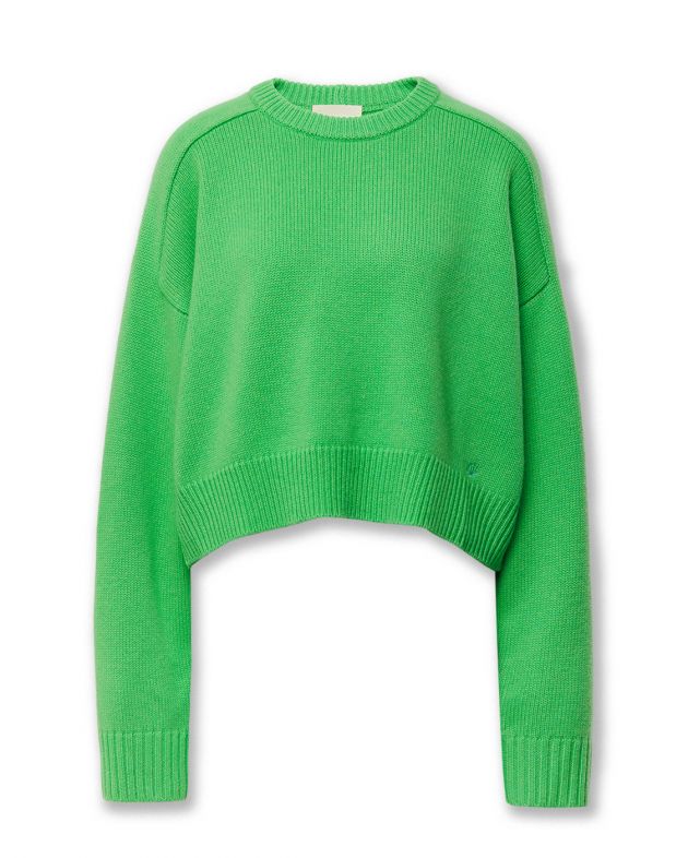 Укороченный оверсайз-свитер Bruzzi из шерсти и кашемира, цвет зеленый - изображение 1