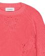 LANEUS Вязаный свитер с потертостями, цвет розовый - миниатюра 3