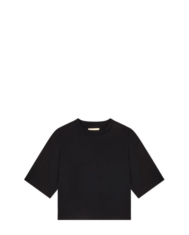 Укороченная футболка Gupo из хлопка пима, цвет черный - изображение 1